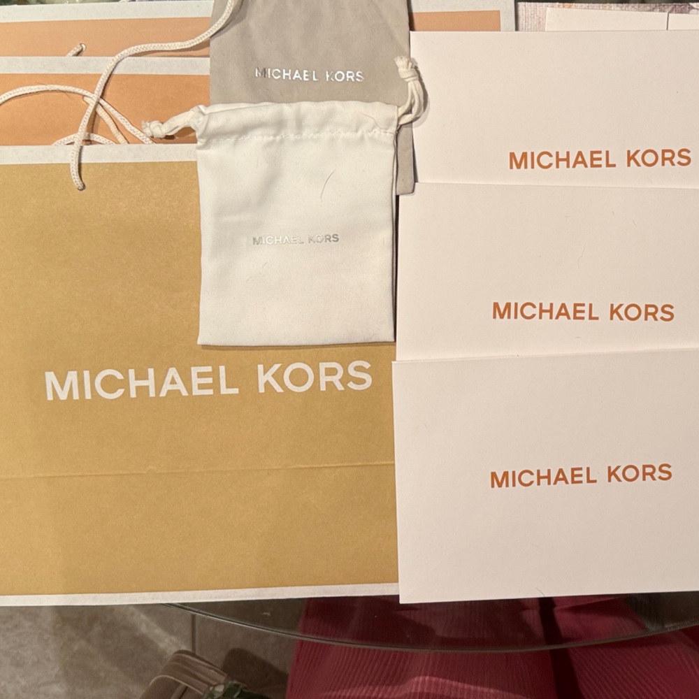 10 New Michael Kors Gold and Cream Gift Bags and Boxes Set